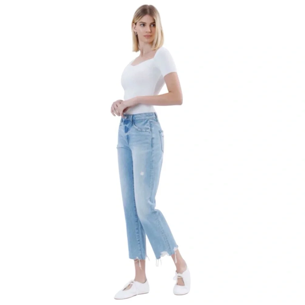 Flying Monkey 31 Angie High Rise Rigid Crop Straight Women’s Jeans Distressed